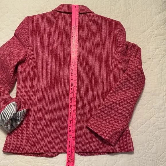 J. Crew Pink Herringbone Wool-Blend Fully Lined Women’s Blazer Size 6 - Picture 14 of 14